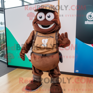 Mascot character of a Brown...