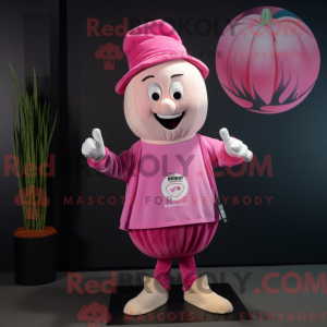 Mascottefiguur van een roze...