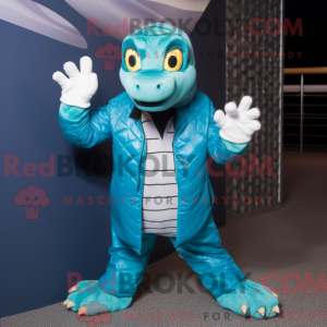 Maskotkarakter av en Cyan...