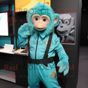 Cyan Capuchin Monkey maskot...