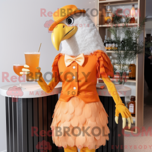 Maskotfigur af en orange...