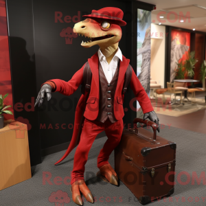 Maskot karakter af en rød...