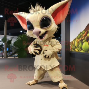 Beige Fruit Bat mascot costume character dressed with a Skinny Jeans and Anklets