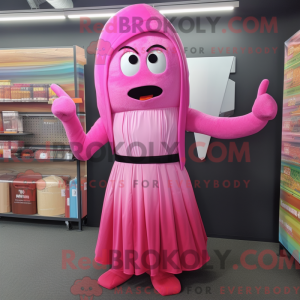 Maskottchenfigur eines rosa...