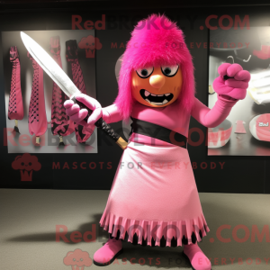 Mascottefiguur van een roze...