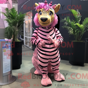 Maskottchenfigur eines rosa...
