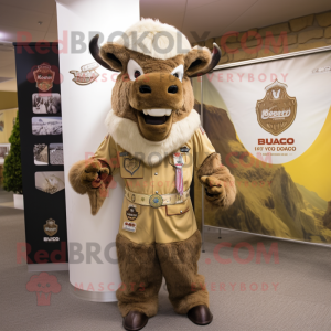 Beige bison maskot drakt...