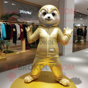 Gold Sloth maskot kostume...