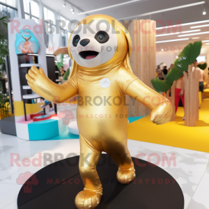 Gold Sloth maskot kostume...