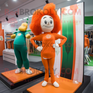Orange Irish Flag mascot costume character dressed with a Yoga Pants and Hair clips