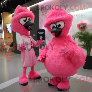Maskotkarakter af en Pink...