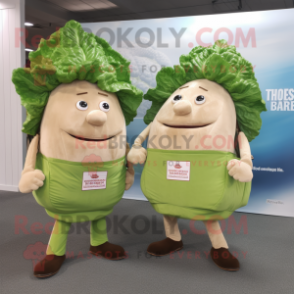 Tan Corned Beef And Cabbage mascot costume character dressed with a Skinny Jeans and Briefcases