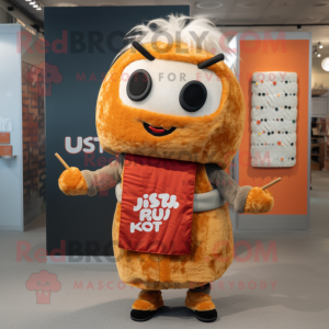 Rust Sushi mascot costume character dressed with a Waistcoat and Hairpins