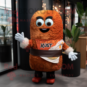 Rust Sushi mascot costume character dressed with a Waistcoat and Hairpins