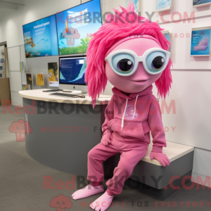 Maskotkarakter av en Pink...