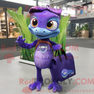 Maskot karakter af en lilla...