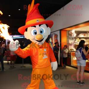 Maskotfigur af en orange...