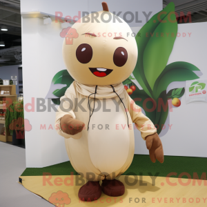 Maskotkarakter av et beige...