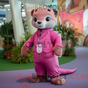 Maskottchenfigur eines rosa...