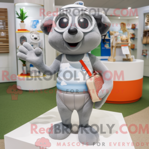 Maskot karakter af en grå...