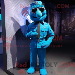 Mascot character of a Cyan...