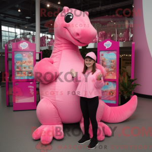 Máscara de diplodocus rosa...