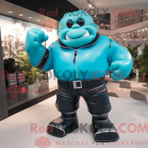 Mascot character of a Cyan...