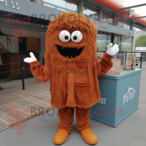 Rust Spaghetti mascot costume character dressed with a Jacket and Keychains