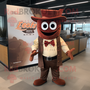 Rust Fajitas mascot costume character dressed with a Graphic Tee and Bow ties