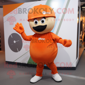 Orange Meatballs mascot costume character dressed with a Chinos and Beanies