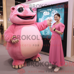 Maskotkarakter af en Pink...