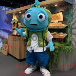 Maskot karakter af en Cyan...