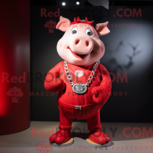 Maskot postava červené...