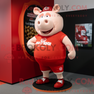 Maskot postava červené...