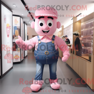 Maskottchenfigur eines rosa...