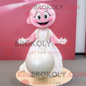 Maskotkarakter av en rosa...
