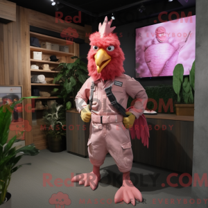 Maskottchenfigur eines rosa...