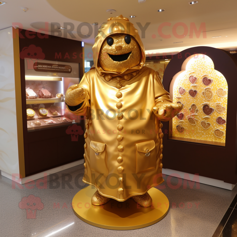 Gold Chocolates mascot costume character dressed with a Cover-up and Clutch bags