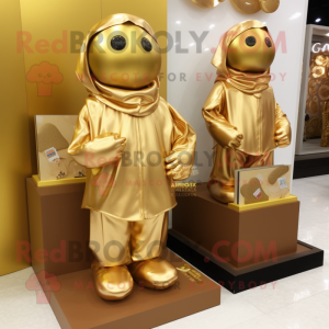 Gold Chocolates mascot costume character dressed with a Cover-up and Clutch bags