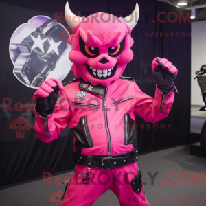 Maskotkarakter af en Pink...