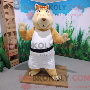 Mascot character of a Beige...