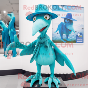 Maskot karakter af en cyan...