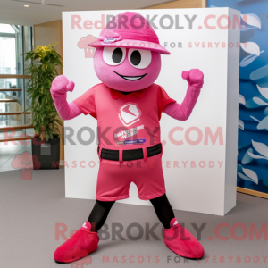 Maskotfigur af en lyserød...