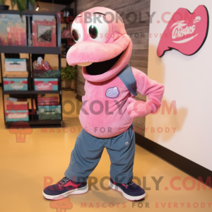 Maskotkarakter av en Pink...