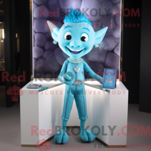 Mascot character of a Cyan...