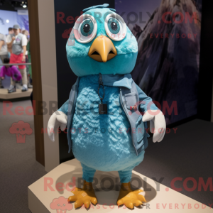 Mascot character of a Cyan...