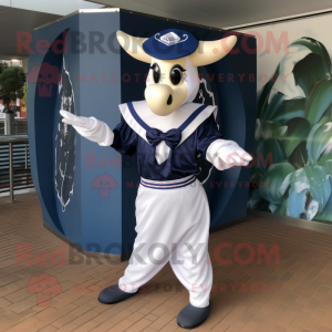 Magenta Horseshoe mascot costume character dressed with a Capri