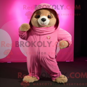 Mascot character of a Pink...