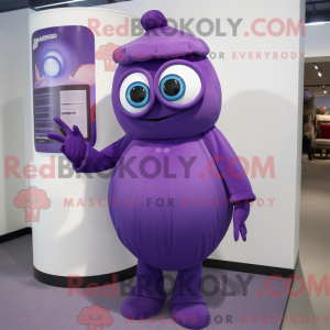 Maskot-karakter av en lilla...