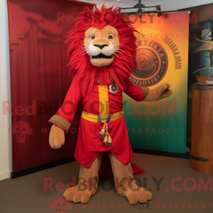 Mascottefiguur van een rode...